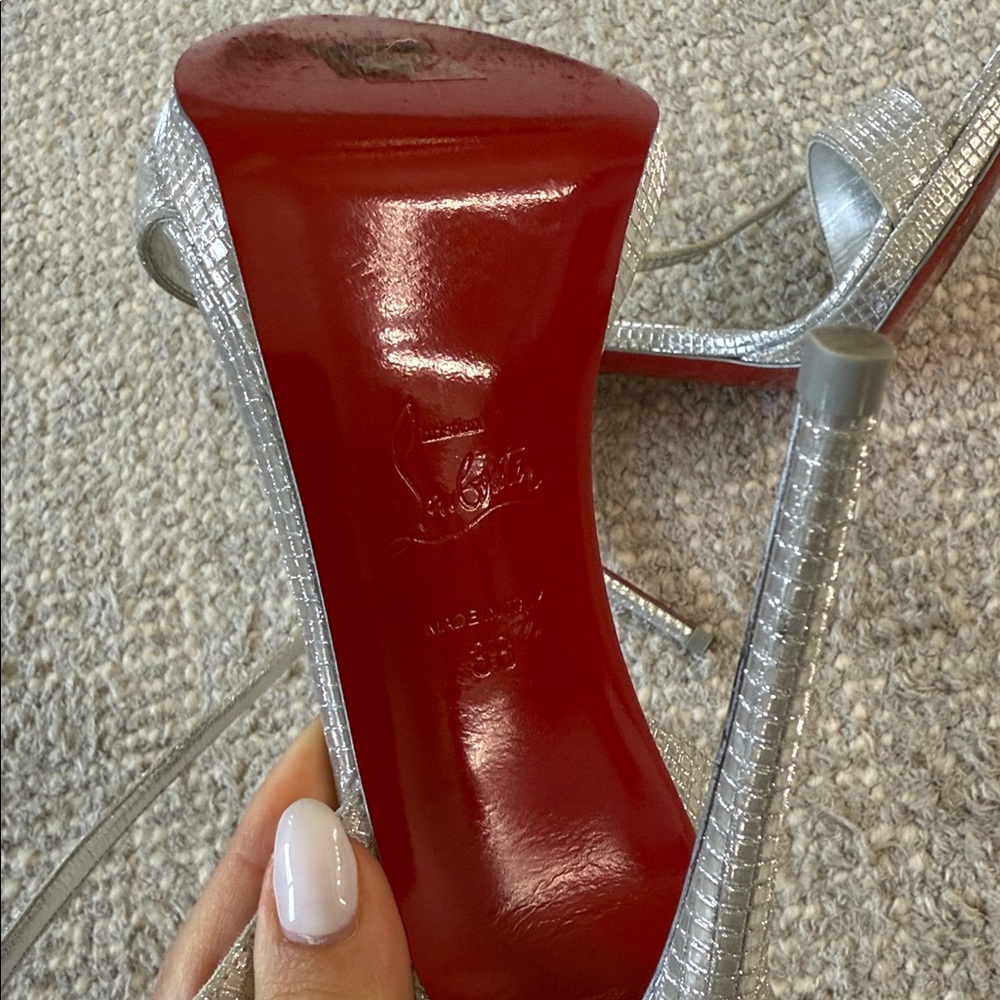 Christian Louboutin Loubi Queen 120MM Silver Pumps - Picture 7 of 11